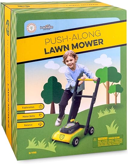 wooden lawn mower toy