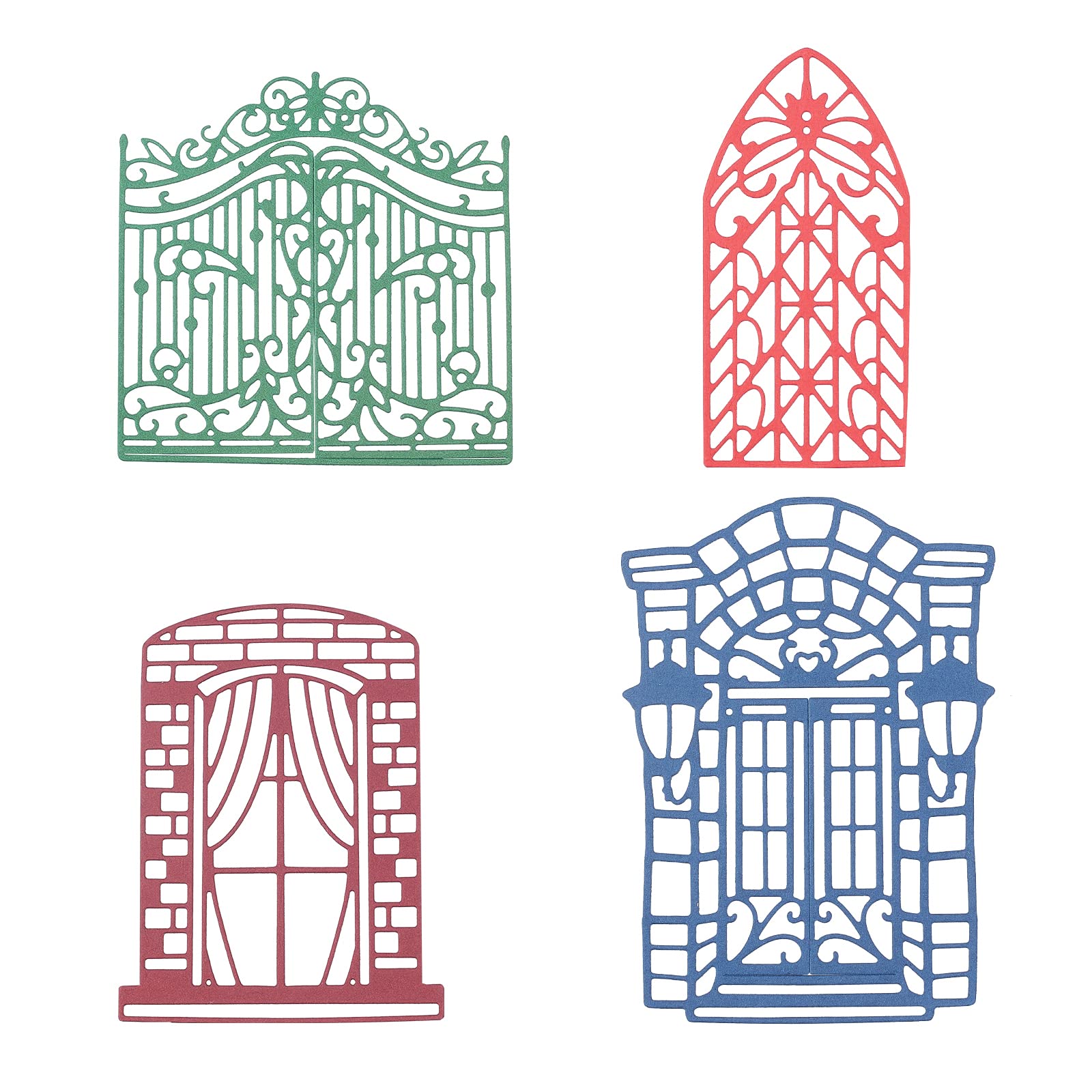 ORIGACH 4 Pcs Door Window Frame Lace Background Die Cuts Embossing Stencils Template Mould for DIY Scrapbooking Album Decorative Paper Dies Card Making — image 1