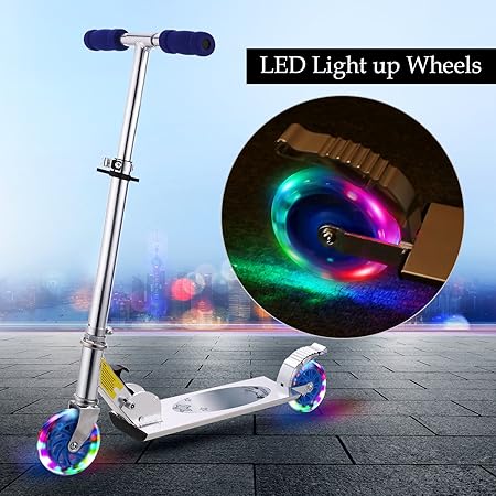 Bunao Cityroller Scooter Kinder Roller Tretroller Cityroller Kick Scooter klappbar mit LED Big Wheel Kugellager ABEC 7 für Mä