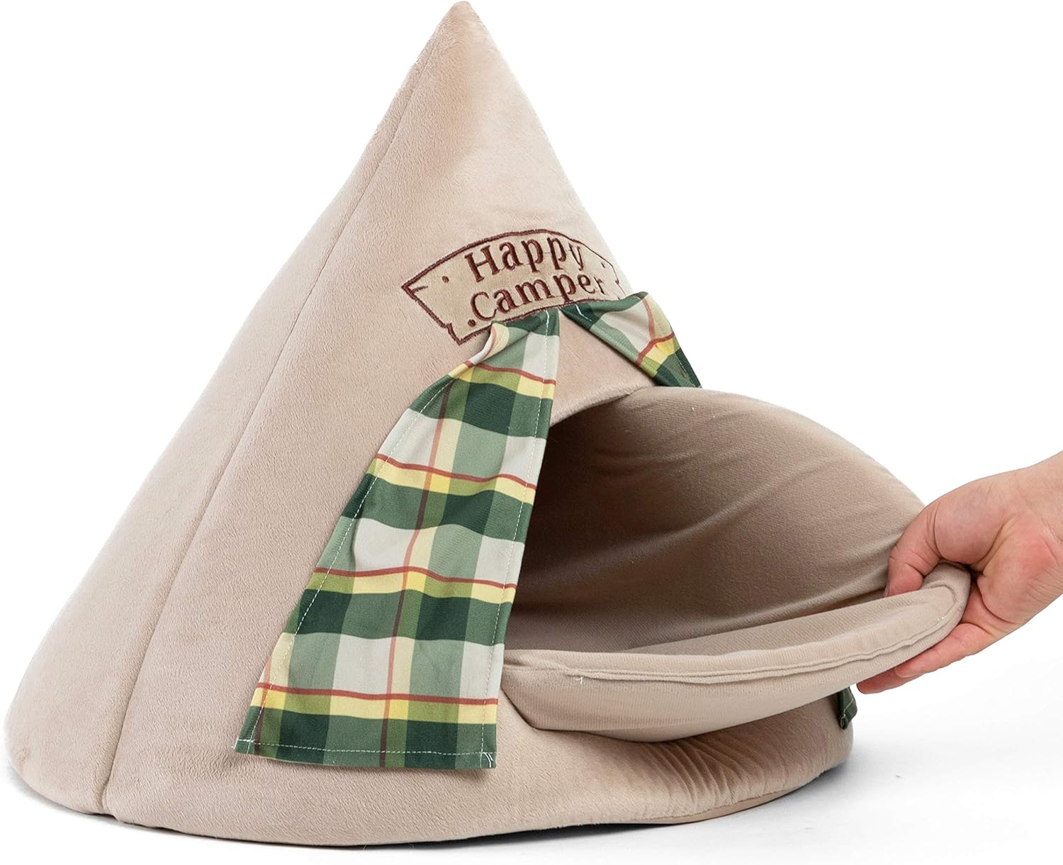 Best Friends by Sheri Novelty Pet Hut in Happy Camper Wheat - 360 Degree Coverage for Comfort and Security, Washable, for Pets up to 15lbs. : Pet Supplies