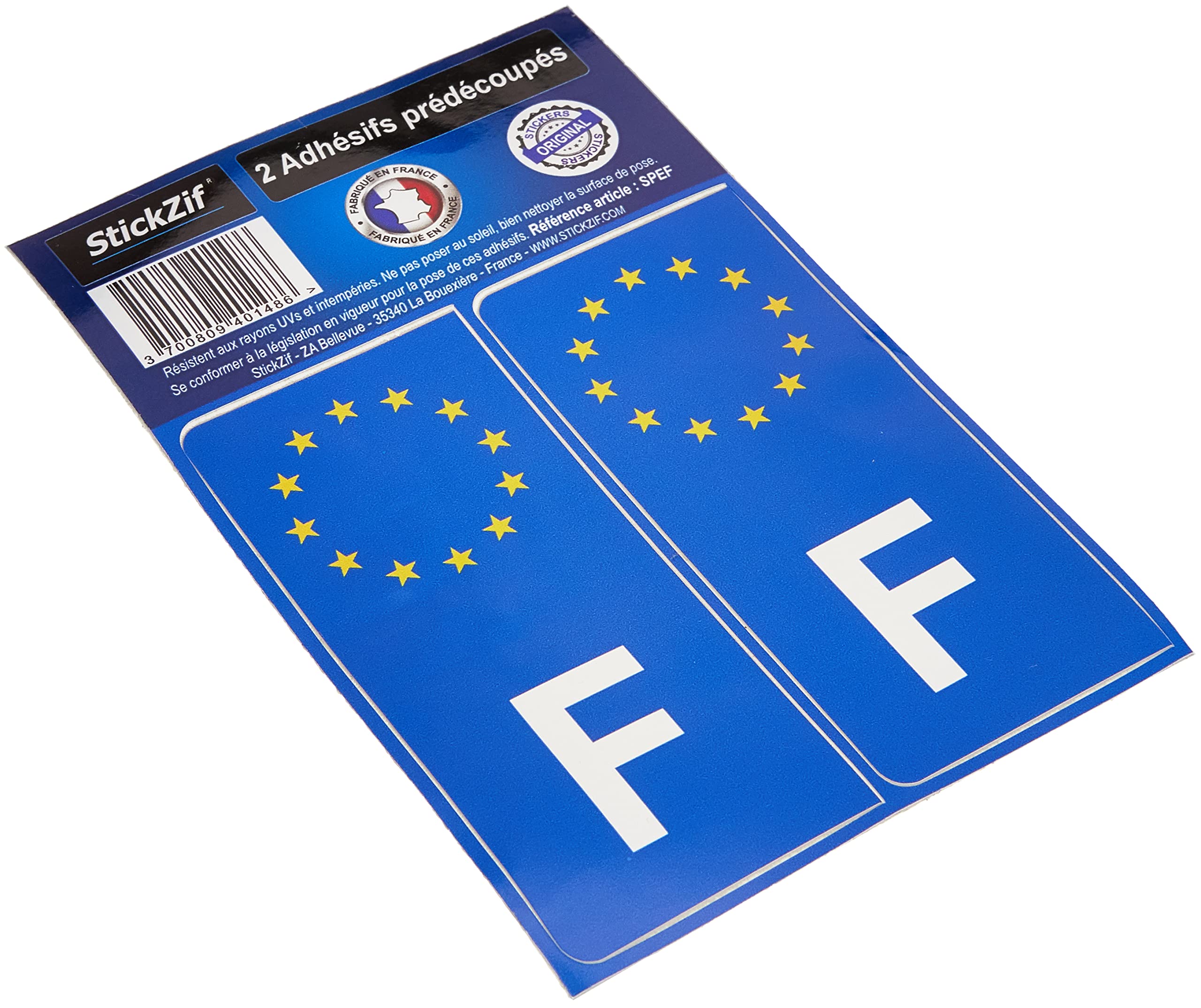 STICKZIF spef 2 Adhesive Sticker Europe France Country, Set of 2