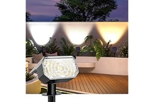 AUDERWIN Solar Spot Lights Outdoor Waterproof IP67, 6 Lighting Modes 60 LED, Landscape Spotlights for Tree Yard Garden House Driveway Pathway（2 Pack）