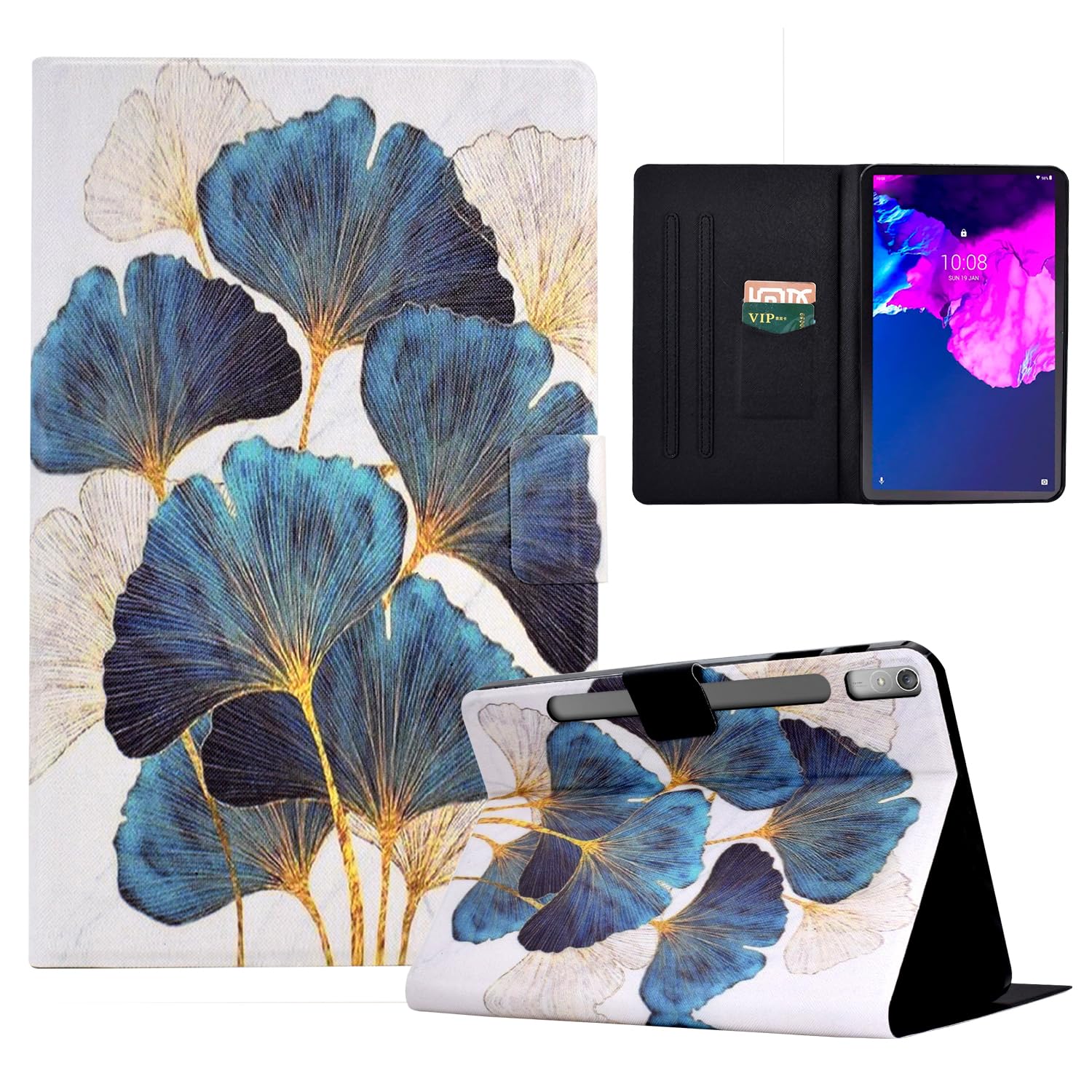 LSPCASA Lenovo Tablet Case P11 Pro 2nd Gen Case PU Leather Stand Folio Lenovo Tab P11 Pro Gen 2 Case Support Auto Wake/Sleep Lenovo Tablet P11 Pro Gen 2 Case Leaf