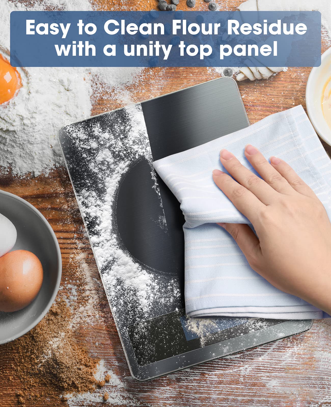 Nicewell Food Scale, 22lbs Digital Kitchen Grey Stainless Steel Scale Weight Grams and oz for Cooking Baking, 1g/0.1oz Precise Graduation,Tempered Glass (Dark Gray)