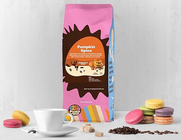 CRAZY CUPS FLAVORED GROUND COFFEE, PUMPKIN SPICE COFFEE, FOR BREWING FLAVORED HOT OR ICED PUMPKIN COFFEE, 10OZ