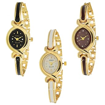 Analogue Multi-Colour Dial Bangle Watch for Girls and Women(Pack of 3) -DR-34