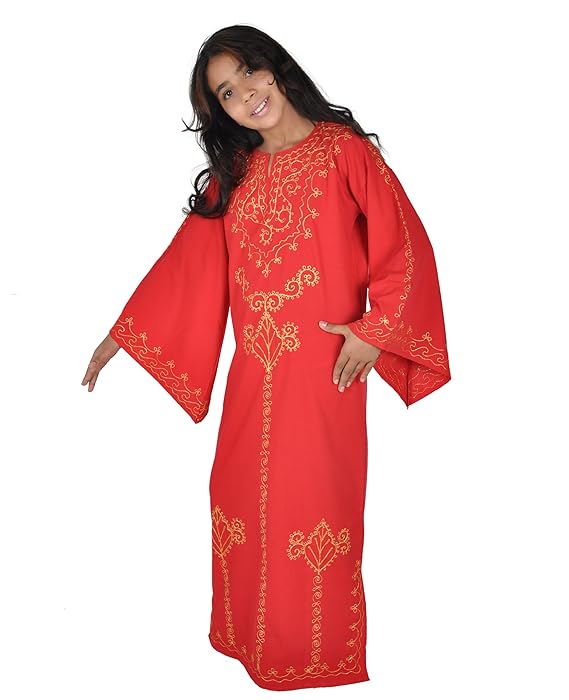 Egypt Bazar Kinder Kaftan rot-Gold in 70er Look