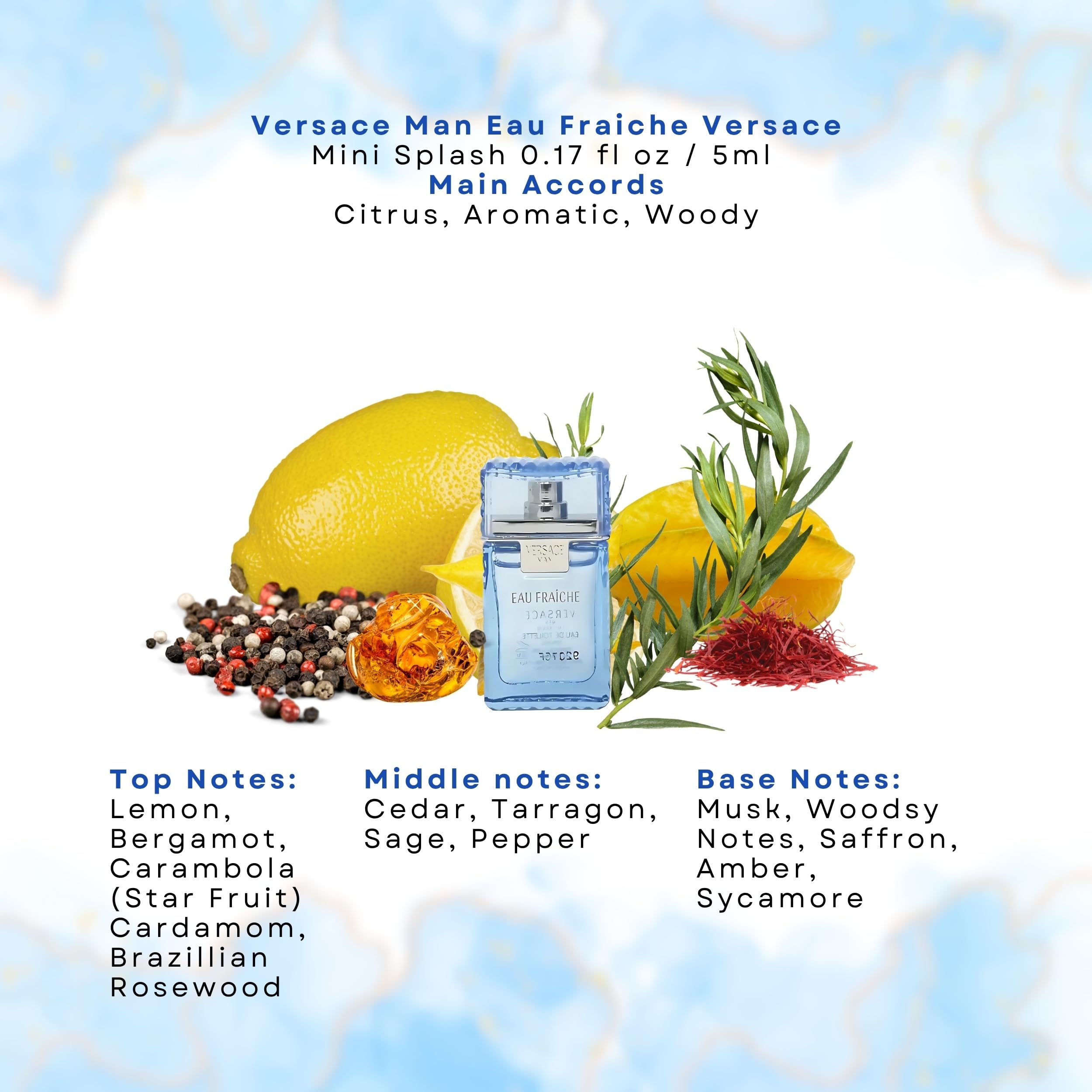 Versace Miniature Variety Trio Collection Perfume Gift Set for Men 0.17 oz/5 ml Splashes 1