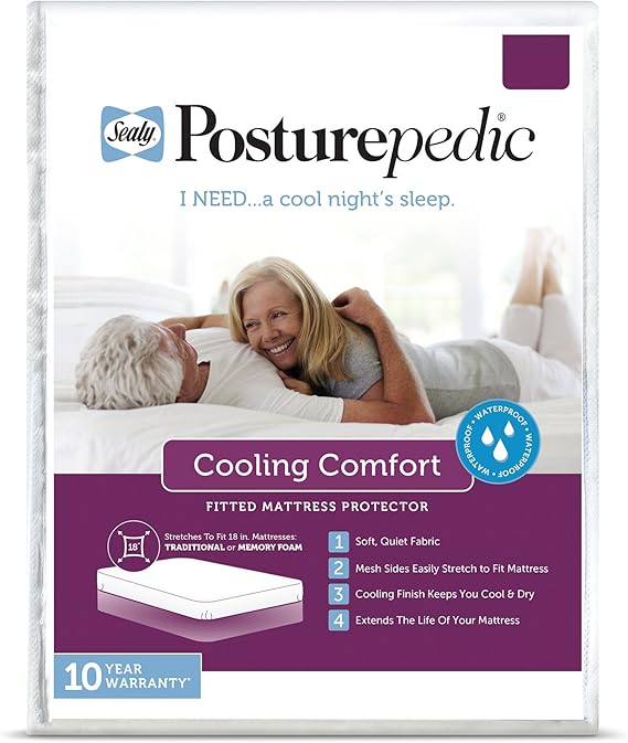 Sealy Posturepedic Cooling Comfort Waterproof Fitted Mattress Protector