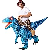 Spooktacular Creations Halloween Inflatable Dinosaur Costume Adult, Light Up Ride On Raptor Blow up Suit for Themed Parties