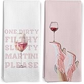 BitKAM Pink Bar Wine Kitchen Towels, Preppy Pink Western Cowgirl Kitchen Towel Decorative Set, Wine Gifts for Lovers Women Hand Dish Tea Towels for Home Bar Cart Decor