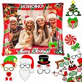 Aisszhao Christmas Inflatable Photo Booth with 32 Props Selfie Frame view 1