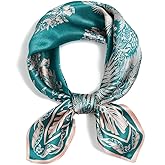 QIUTIMIY 100% Mulberry Silk Scarves for Women Lightweight 21"x21" Square Scarf Small Neckerchief Women Printed Head Wrap