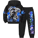 TyeSmo Toddler Boy Clothes Dinosaur Print Hoodies Long Sleeve Toddler Clothes for Boys Tie-Dye T-Rex Sweatpants Outfits 3-7Y