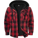 ZITY Mens Sherpa Flannel Shirt Jacket Plaid Fleece Lined Hoodie Full Zip Long Sleeve Winter Warm Coat for Men