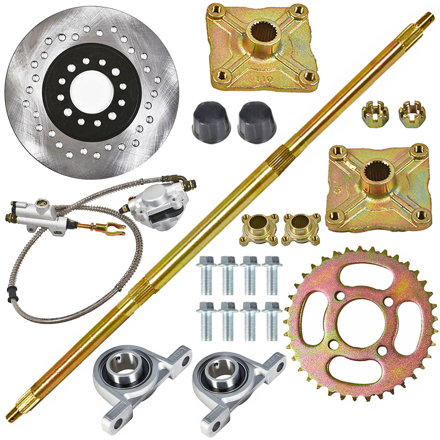 Photo 1 of GXYWADY 32 Go Kart Rear Axle Kit with Shaft + Hub + Brake Master Cylinder Replacement for DIY Rebuild Go Kart ATV 32 Inch