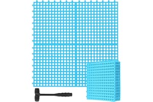 Drydiet 24 Pack Drainage Tiles Modular Interlocking Floor Tiles with 1 Pc Plastic Hammer 12" x 12" Cushion Mat Non Slip Rubber Floor mat with Holes for Pool Bathroom Deck Kitchen Patio (Blue)