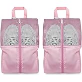 HANOZI Shoe Bags For Travel, Used As For Storage or Shoe Travel Bag, Featuring Waterproof Nylon Sneaker Bag. (Light Pink, 2 Pack, Medium)