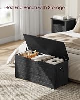 VASAGLE Shoe Bench with Storage Chest 40x100x46 cm Mottled Greige LSB061K02 view 3