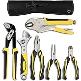 DOWELL Pliers Set - 6-Piece Kit with Groove Joint, Adjustable Wrench, Combination, Locking & Long Nose Diagonal Cutting Pliers