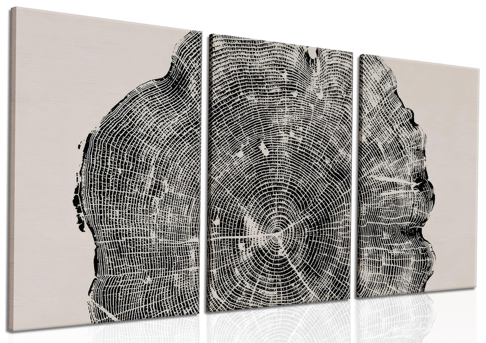 Framed Wall Art for Living Room Set of 3 - Black and White Wood Tree ...