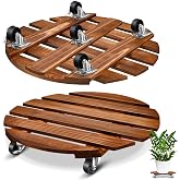 Taiyin 2 Pack 16 Inch Wooden Rolling Plant Caddy, 220 Lbs Lockable Wheels