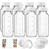 8 Pack 16 Oz Reusable Glass Milk Bottles w