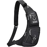 WITZMAN Sling Bag for Men Crossbody Bags Travel Slim Chest Bag One Strap Lightweight Casual Daypack