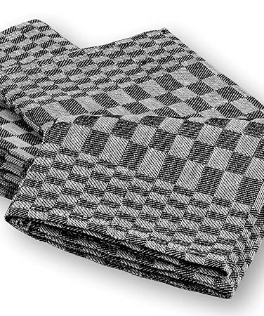 AKOR 10er-Set Küchenhandtuch/Grubenhandtuch / Geschirrtuch Halbleinen 50 x 100 cm (anthrazit)