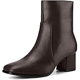 Perphy Square Toe Side Zip Chunky Heel Ankle Boots for Women