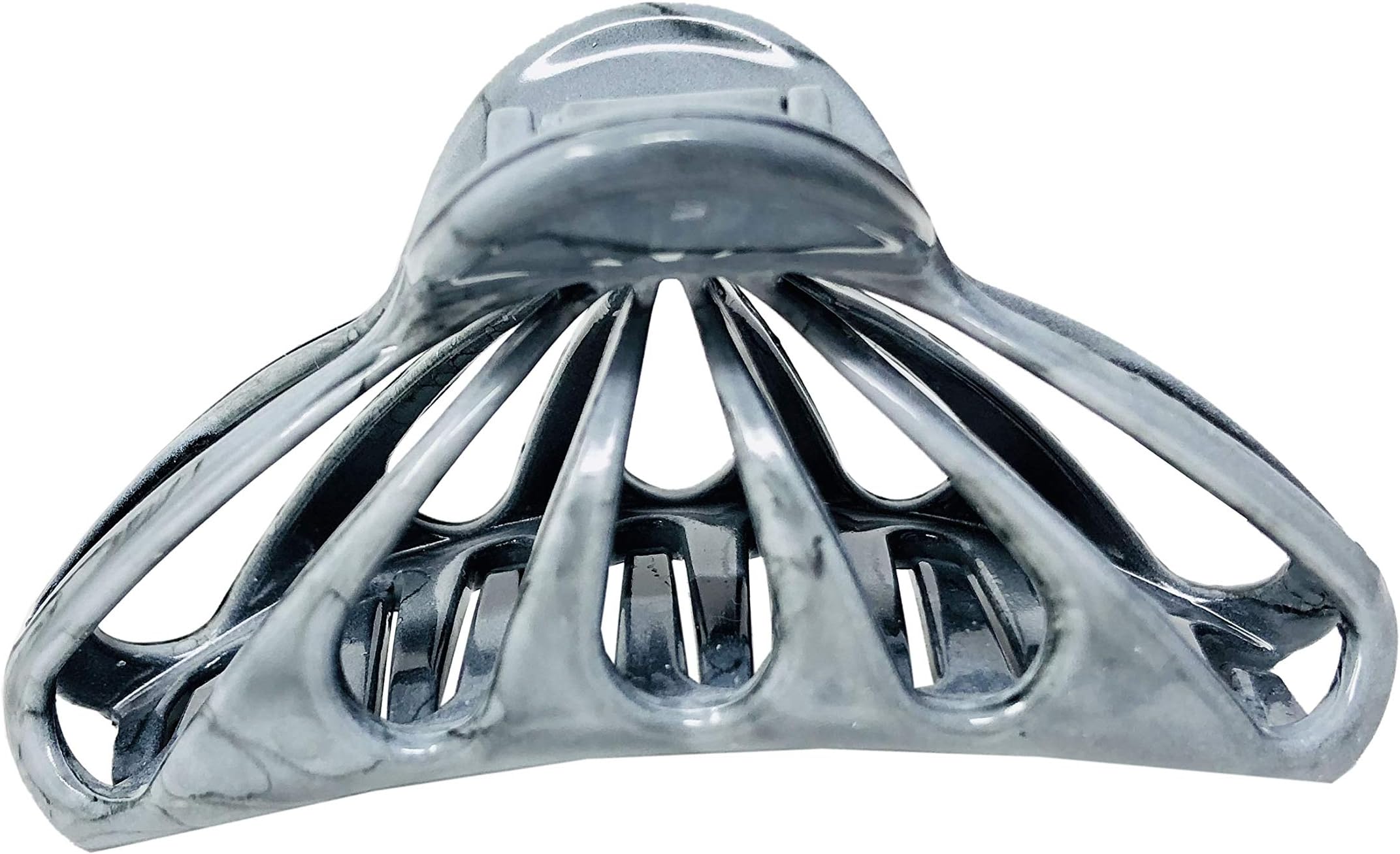 Parcelona French Small Grey Marble Rain Drop 2 3/4 Inches Celluloid Shell Claw Jaw Hair Clip (Grey Marble)