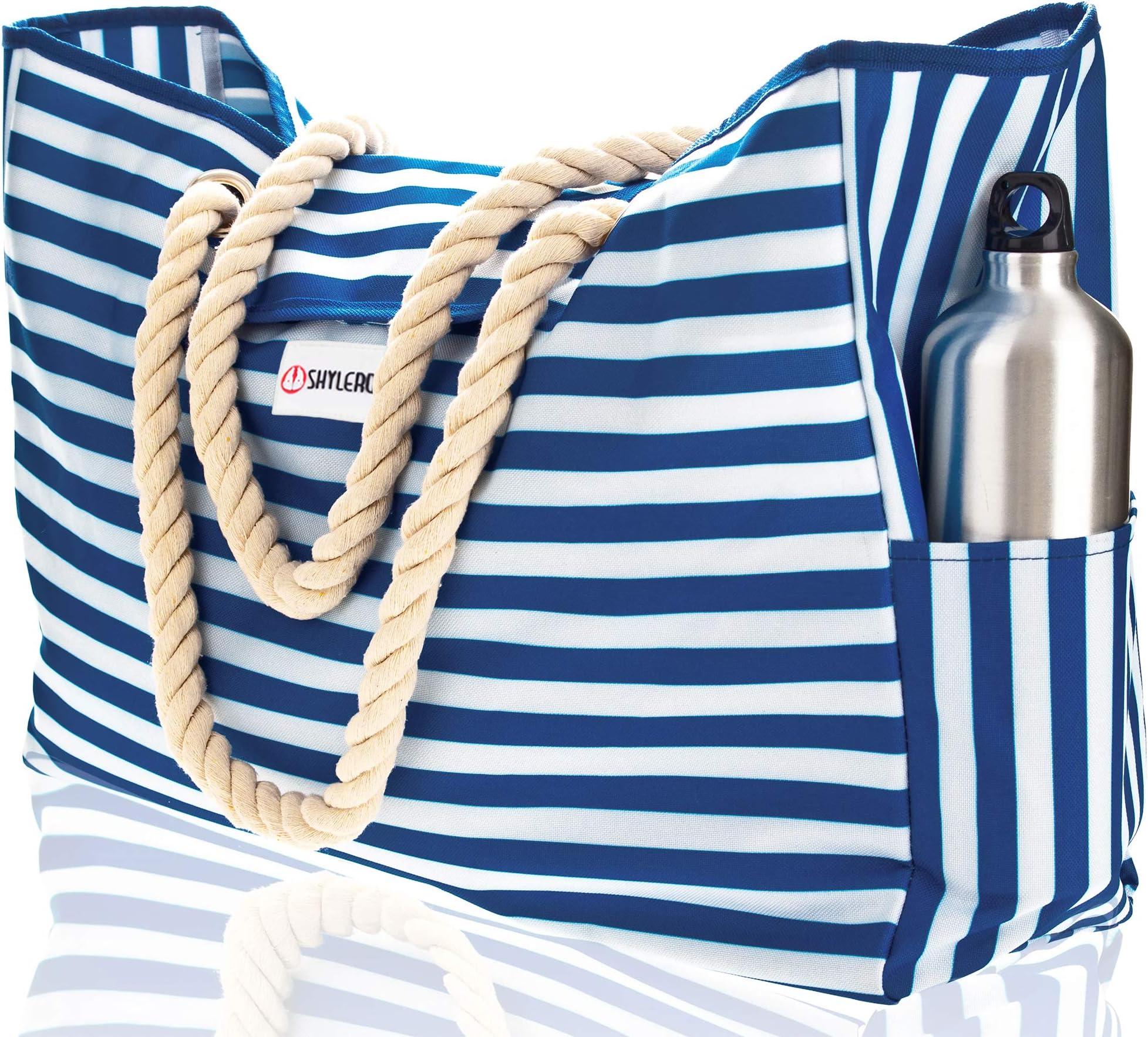 Beach Bag and Pool Bag - 100% Waterproof - Phone Case - Rope Handles - Top Magnet Clasp - Outside Pockets