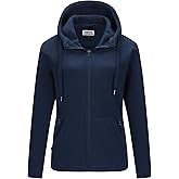 Outdoor Ventures Women's Full Zip Hooded Fleece Jacket Coat with 6 Pockets, Warm Soft Polar Fleece Casual Hoodie Sweatshirt