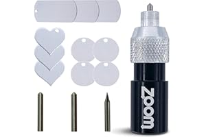 Brother ScanNCut 3-in-1 Etching/Engraving Tool - Precision, Regular, and Blunt Engraving Tips with Heart, Dog Tag, and Circle Stamping Blanks for Brother Scan and Cut Machines- by Zoom Precision