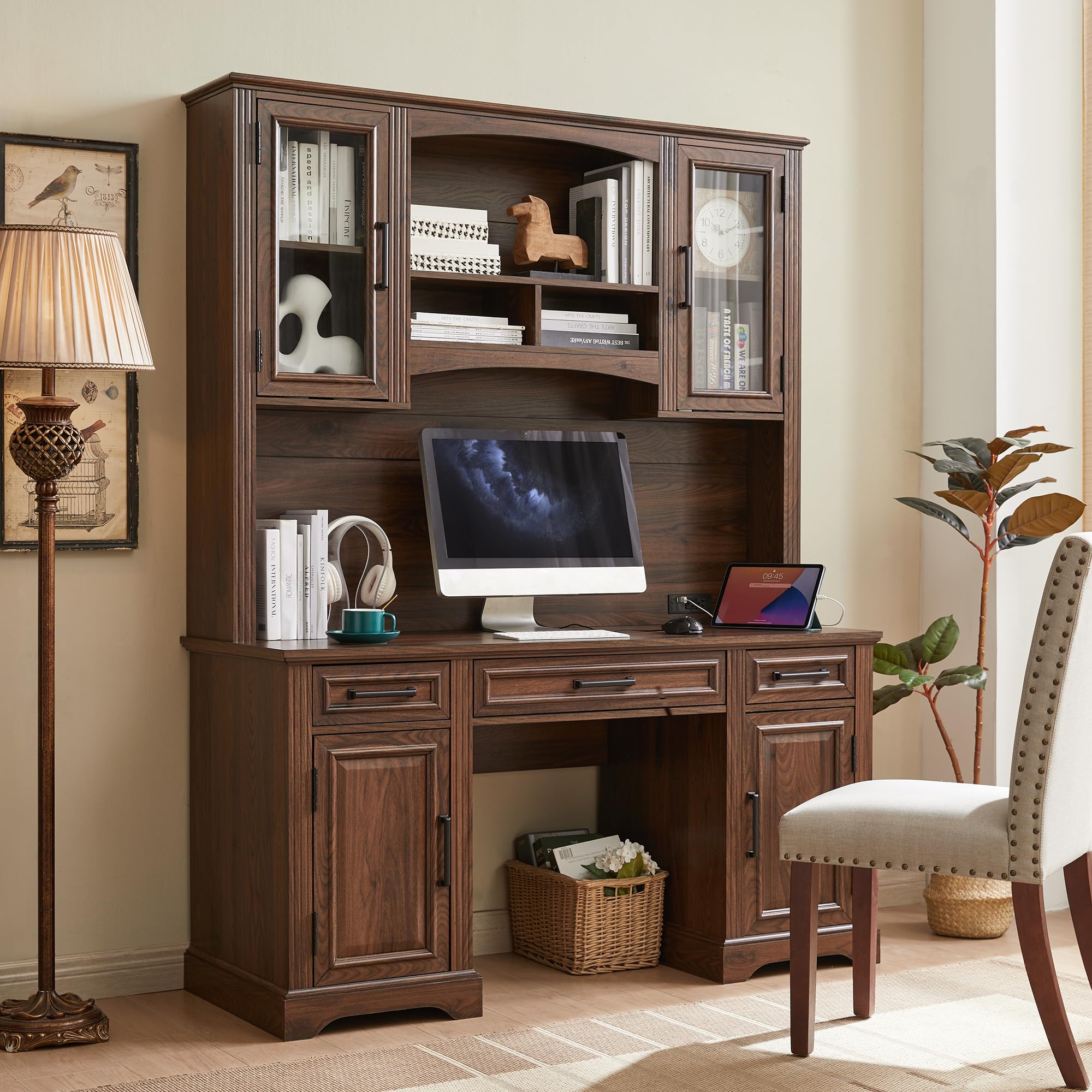 JXQTLINGMU Farmhouse 76" Height Computer Desk with