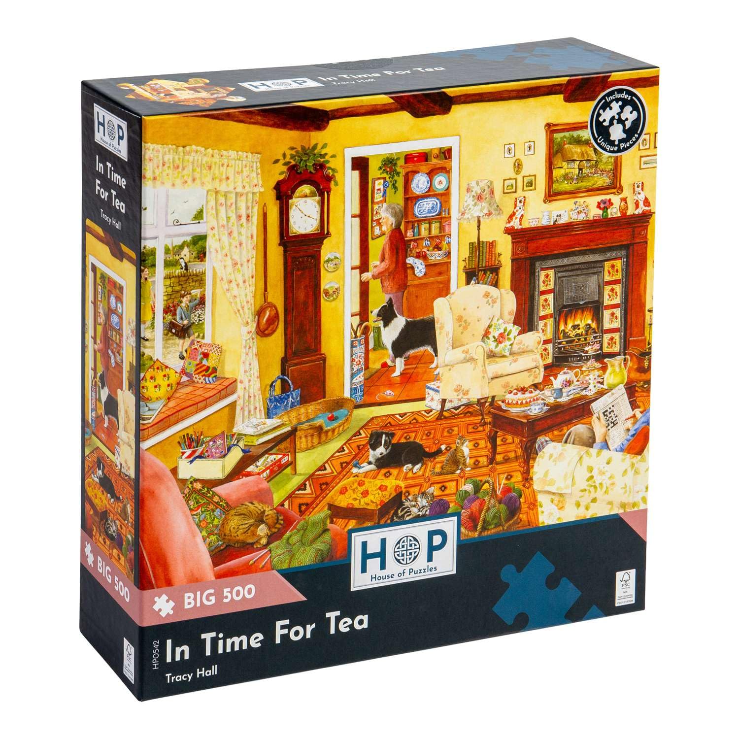 The House of Puzzles - In Time For Tea Jigsaw - Big 500 Piece Jigsaws For Adults, Extra Large Pieces, Artist Illustrated, Scenic Landscape, Deluxe Puzzle Gifts