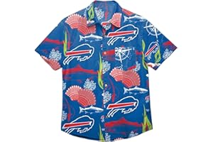FOCO Men's NFL Team Logo Floral Aloha Tropical Button Up Shirt