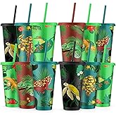 Skylety 12 Pcs Jungle Animals Cup Reptiles Tumbler with Lid and Straw 24oz Wild Animals Party Favors Reusable Tumbler Gifts Reptiles Party Decorations