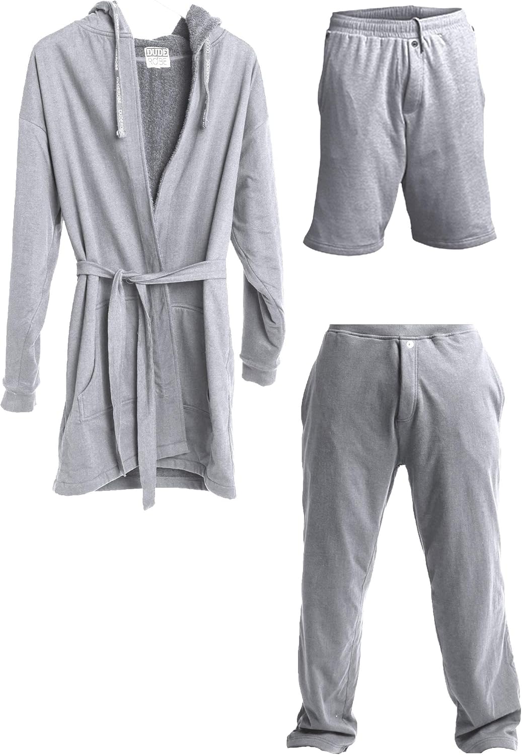 DudeRobe Men's Hooded Robe, SweatShorts, and Sweatpants Set | As Seen on Shark Tank!