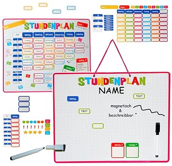 Magnetischer Stundenplan Wochenplaner Memoboard Pink
