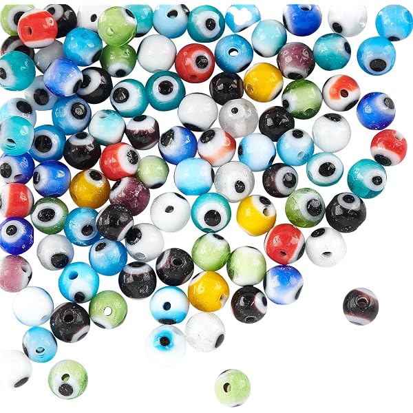 FAMLEAF 100pcs Mixed Evil Eye Beads – 6mm & 8mm Glass Spacer Beads For Jewelry Making - View #4