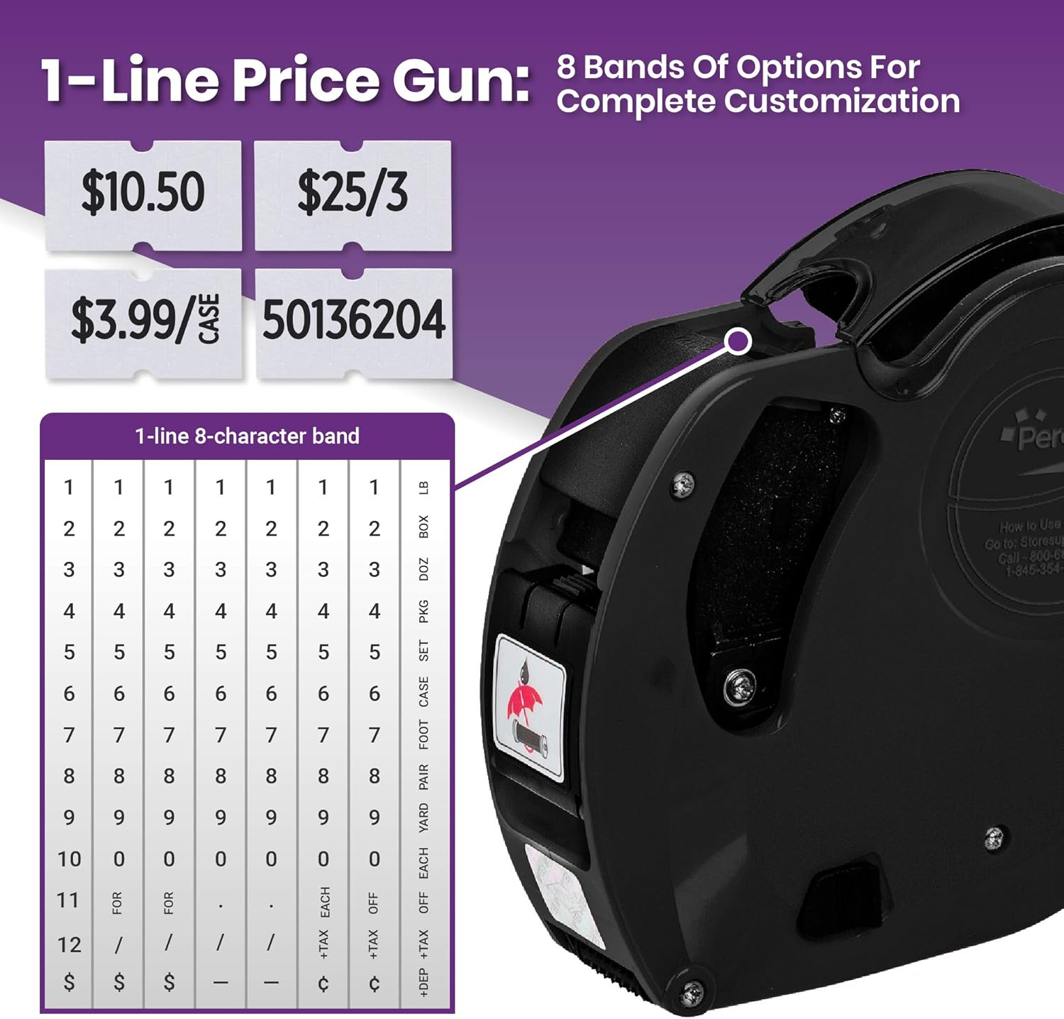Perco X 1 Line Price Gun Kit - 1 Line Label Gun with 9000 White Blank Labels, and an Extra Inker : Office Products