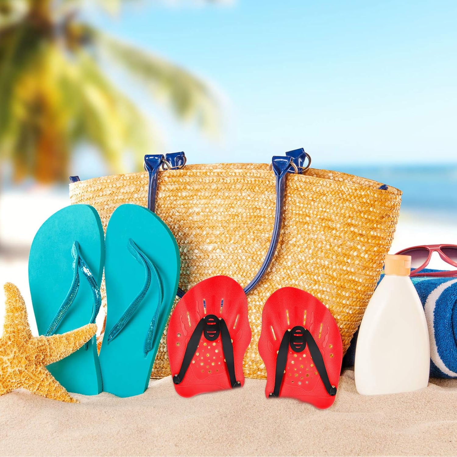 Skylety 3 Pairs Swim Paddles Hand, Swim Training Paddles Adjustable Diving Training Hand Fin Flippers Flat Paddles Swimming Training Aid for Men Women Children : Sports & Outdoors