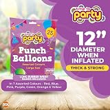 Jaunty Partyware 25 Large Punch Balloons Assorted Colours 12in Easy Inflate view 2