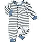 GRNSHTS Baby Boy Clothes Striped Waffle Baby Boy Fall Outfits Long Sleeve Newborn Boy Romper Infant Winter Bodysuit Jumpsuit