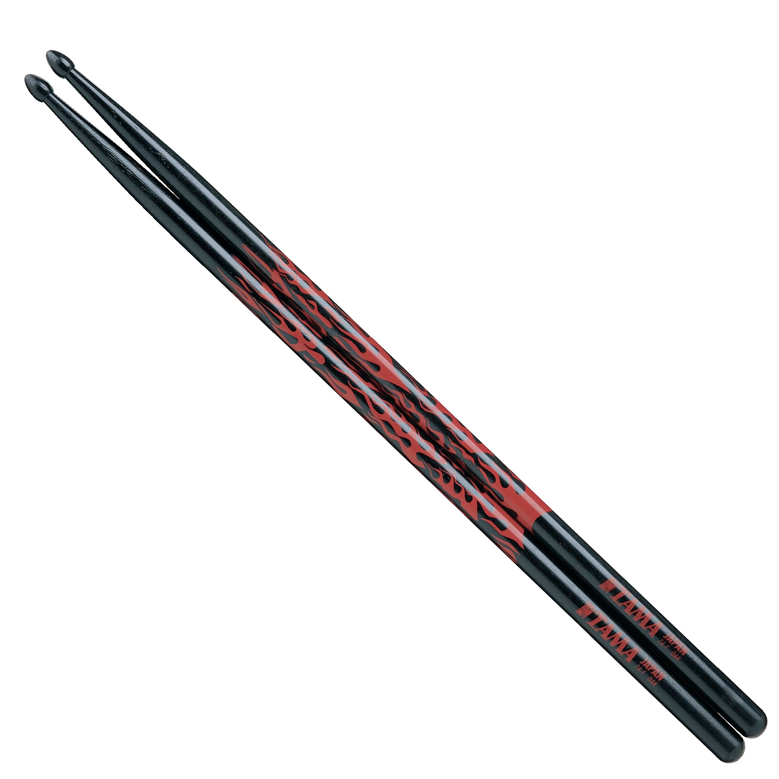 Tama 7A-F-BR Design Series Drumsticks Japanese Oak Rhythmic Fire – Black & Red
