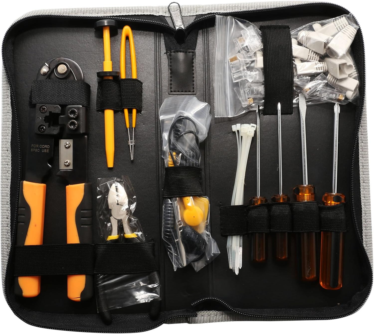 Amazon Com Network Tool Kits Professional Net Computer Maintenance 9 In 1 Repair Tools 8p8c Rj45 Connectors Crimp Pliers Stripping Pliers Tool Set Network Cable Maker Kit Carrying Case Computers Accessories