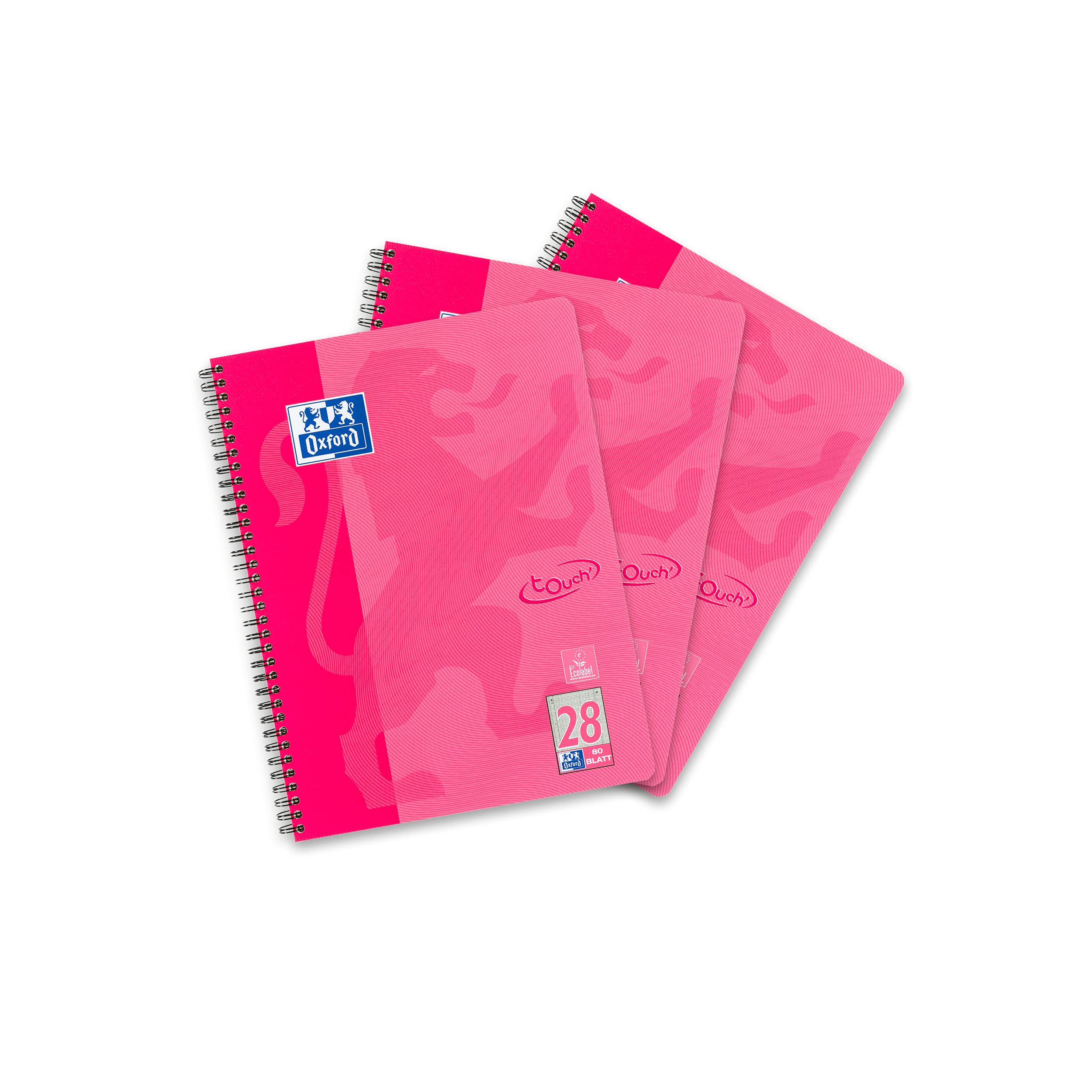 Oxford Touch College Notepad A4 Squared Double Margin 80 Sheets Pink (Pack of 3)