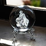 HDCRYSTALGIFTS Taurus Crystal Ball 60mm with Stand 3D Laser Engraved view 4