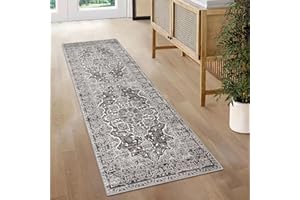 KUTA Oriental Washable Runner Rug, 2x5 Rug Runner Non-Slip Vintage Tan 5ft Hallway Kitchen Runner Rug Ultra Soft Printed Distressed Floral Medallion Floor Carpet Runner for Bedroom Nursery